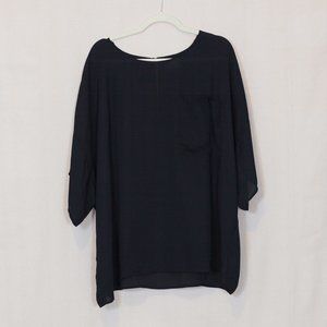 ASOS Design oversized boxy mesh short sleeved flowy blouse with front pocket